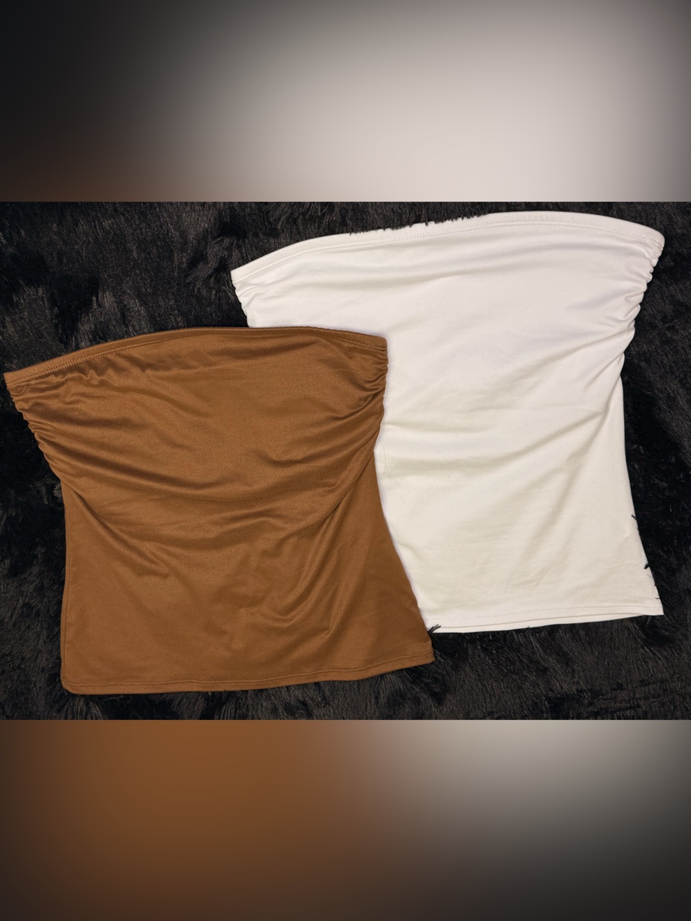 Tube Top Duo - White and Brown Strapless Tops